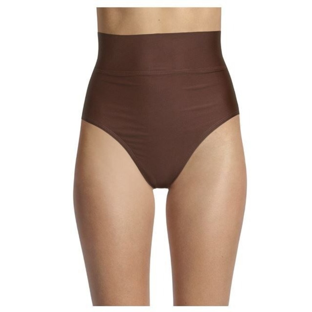 NEW Time & Tru Brown High Waist‎ Fold Over Swim Bikini Bottom Plus sz 2X 20W-22W